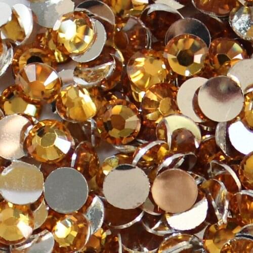 1000pcs 3D ss12 3mm Glitter Nail Art DIY Crystal Non Hotfix Flatback Nail Art Decoration Rhinestones BeadsCrystal Yellow N09