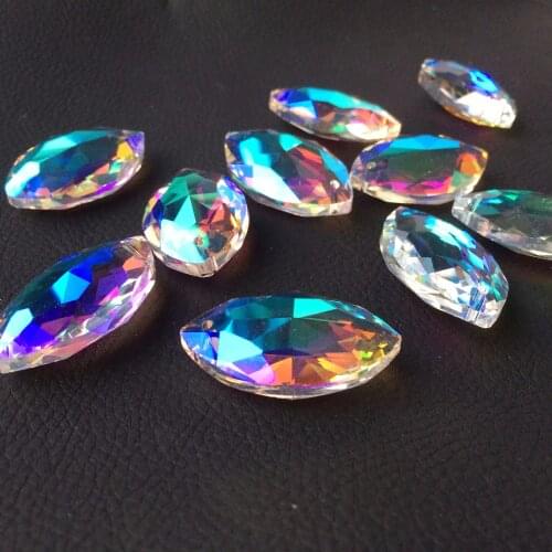 50pcs/lot 38*22mm K9 Crystal Marquis Colorful Suncatcher Chandelier Faceted Pointed Oval Pendant, Shiny Crystal glass lamp Parts