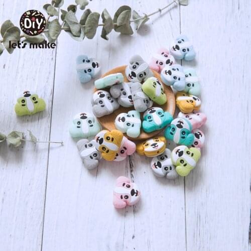 50pcs Silicone Dog Beads Cartoon Animals Teething For Baby Product Diy Accessories Pacifier Clip Making Baby Teether Lets Make