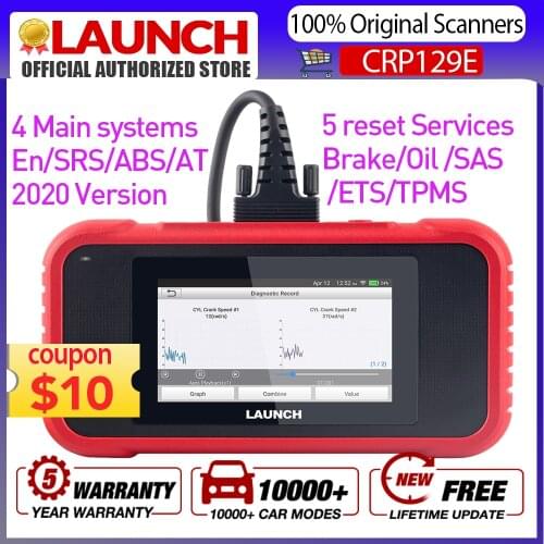 LAUNCH X431 CRP129E OBD OBD2 Auto Code Scanner Support Engine ABS SRS AT Brake Oil SAS ETS TMPS Reset Function PK CRP129X NT650