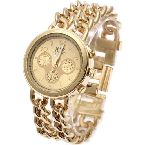 Relogio Feminino Gold G&D Women Analog Quatz Wristwatches Stainless Steel Fashion Watch Reloj Mujer Womens Top Brand Luxury Gift