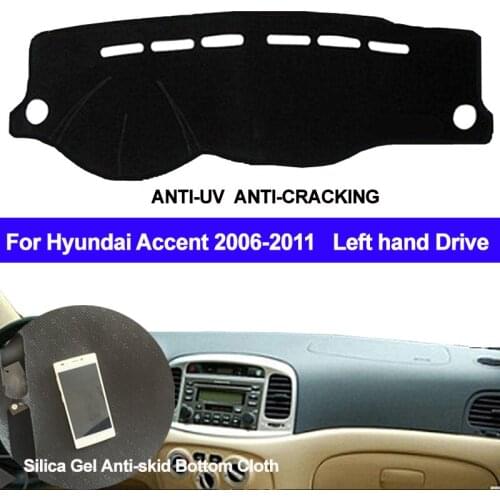 TAIJS Car Dashboard Cover Silicone Non-Slip Dash Mat Dash Pad DashMat Carpet For Hyundai Accent 2006 2007 2008 2009 2010 2011