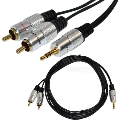 PURE 3.5mm Stereo Audio Jack to 2 RCA Twin Phono Plug 24K Gold Cable Lead OFC 3.5mm male to 2RCA male cable