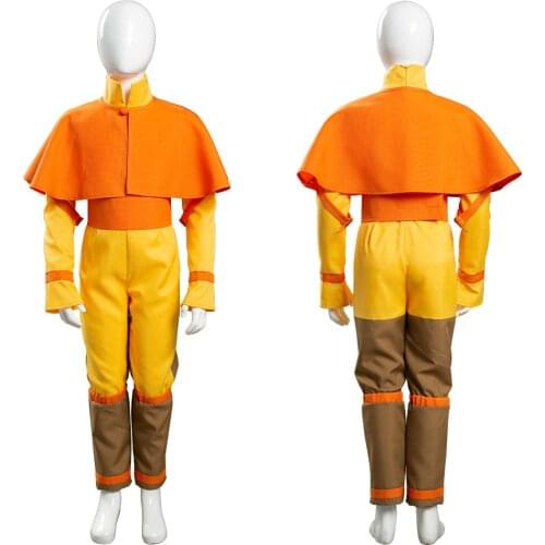 Children Avatar: The Last Airbender Avatar Aang Cosplay Costume Jumpsuit Cape Outfits Halloween Carnival Suit Xmas Gift Kids