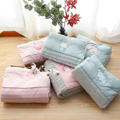 Children Cartoon Summer Quilt/Baby Kids Kindergarten Lunch Quilt/Japanese style Cotton Embroidery Air Condition Blanket