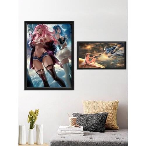 DITF Anime Sexy Nude Girl Kawaii Cartoon Game Zero Two Darling In The Franxx Poster Canvas Decor Art Silk Home Prints Room