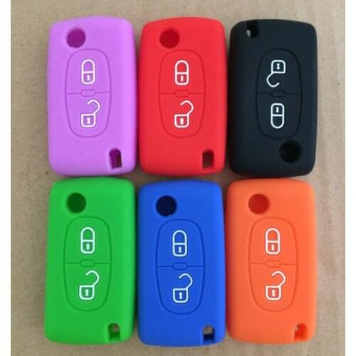 For Peugeot FLIP KEY COVER CASE For CITROEN C2 2B C3 C4 SILICONE Fob REMOTE HOLDER
