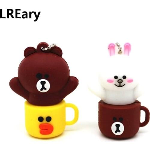 Cute cartoon rabbit cup usb flash drive 4GB 8GB 16GB pen drive 32GB 64GB bear creative pendrive 128GB memoria stick cle