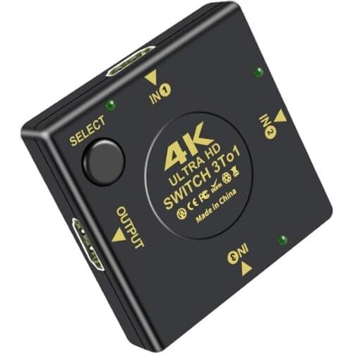 4K*2K 3D Mini 3 Port HDMI-compatible Switch 1.4b 4K Switcher Splitter 1080P 3 in 1 out Port Hub for DVD HDTV Xbox PS3 PS4