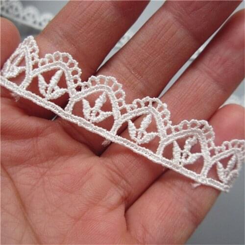 100cm Width 1.5cm White Polyester Floral Lace Edge Trim Ribbon Embroidered Applique Sewing Craft Crochet Wedding Dress Clothes