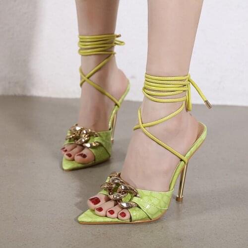 Summer New Lace Up High Heels Sandals Women Thin Heels Sandals Shoes