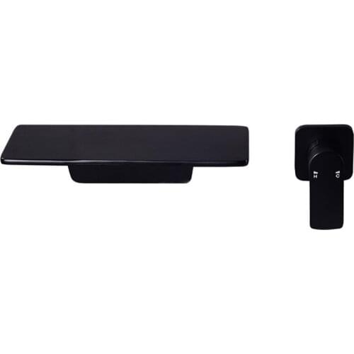 Matte Black Waterfall Sink Faucet Wall Mounted Bathroom Bathtub Faucet Shelf Basin Water Mixer Tap