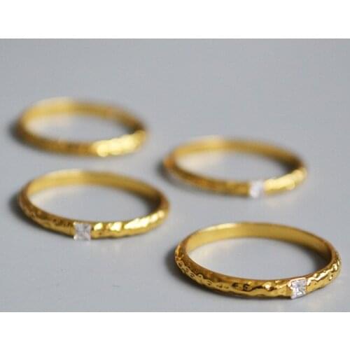 Cute Female Small Gold Finger Ring Real 925 Sterling Silver Engagement Ring Vintage Wedding Rings For Women