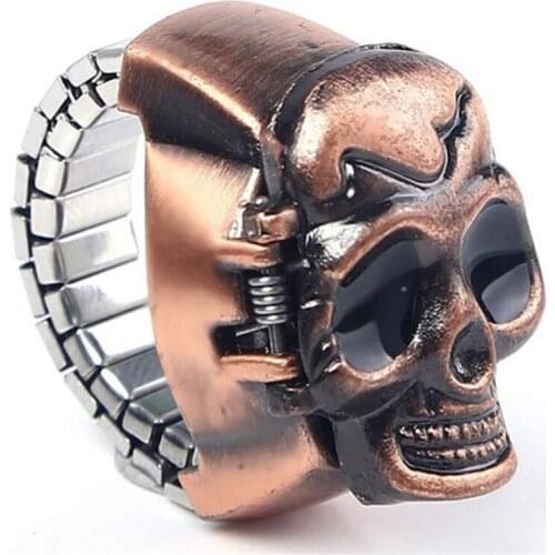 Fashion Unisex Retro Vintage Finger Skull Ring Watch Clamshell Watch Men Women Pocket Watces Relogio Masculino Wholesale