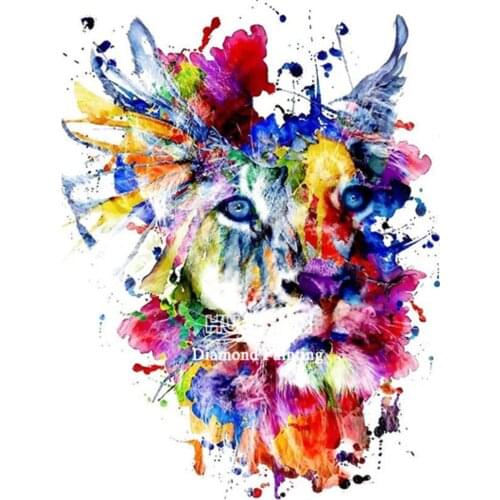 Colored Lion DIY Cross Stitch Embroidery 11CT Kits Craft Needlework Set Cotton Thread Printed Canvas Home Decoration New Design