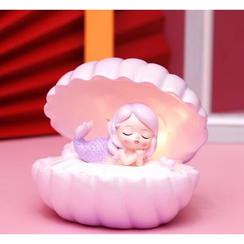 Japanese Style Ceramic Shell Pearl Night Light Streamer Mermaid Fairy Shell Night Lamp For Bedside Home Decoration Xmas Gift