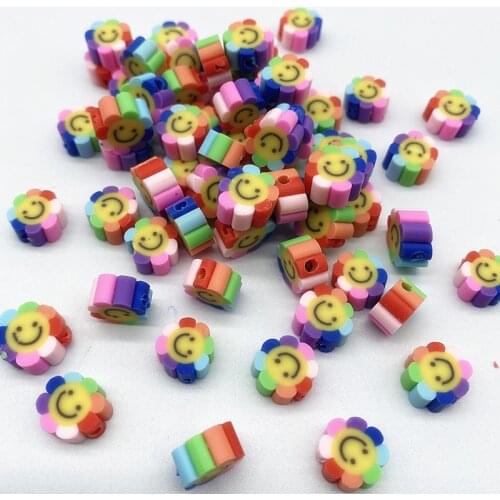 New 30pcs10mm Smiley/Animal/Fruit Beads Polymer Clay Beads Spacer Loose Beads for Jewelry Making DIY Accessories #29