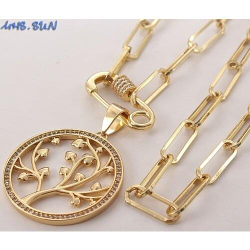 MHS.SUN Charming Life Tree Necklace Fashion Girl AAA Zircom Paved Pendant Necklace For Women Chunky Chain Necklace Jewelry