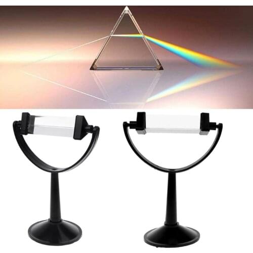 Optical Glass Triple Triangular Prism with Stand for Physics Light Spectrum Teaching