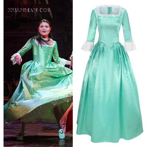 Hamilton Elizabeth Schuyle Dress Colonial Lady Corset-Style Ball Gown Victorian Medieval Skirt for Halloween Christmas