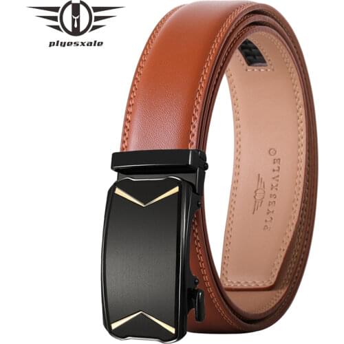Plyesxale Luxury Designer Mens Brown Belt Automatic Buckle Belt For Men High Quality Cinto Masculino Gray Blue Black White B552