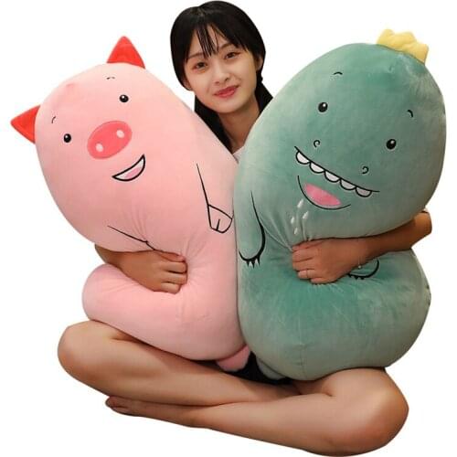 50/70cm Soft Animal Cartoon Pillow Cushion Cute Fat Dinosaur Pig Bear Cat Sheep Hippo Plush Toy Stuffed Cute Lover Birthday Gift