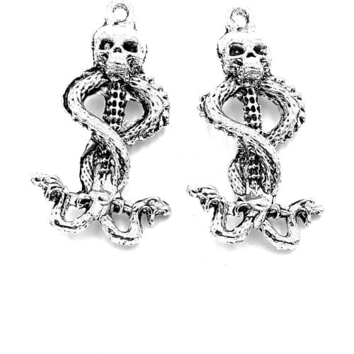10pcs Skull Scepter charms pendant 37x20mm antique silver ornament accessories jewelry making DIY base material