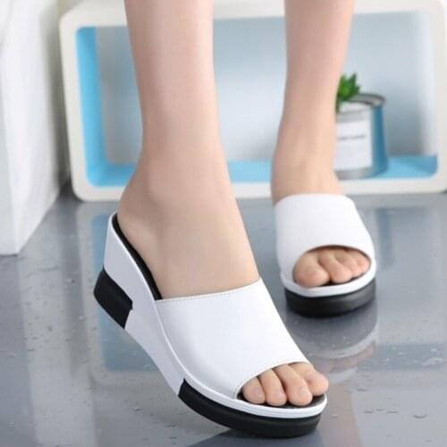 Summer Female Slippers All-match Muffin Bottom Slope Sexy Thick Soled Sandals Tide Shoes Woman