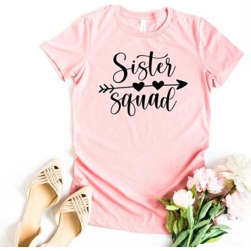 Sister Squad Shirt Funny Letter Cotton Women Tshirt Short Sleeve Top Tees Plus Size O Neck unisex Clothing Drop shipping goth