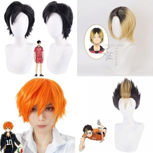 Sixth Anime Haikyuu Karasuno High School Volleyball Club Cosplay Kenma Kozume Nishinoya Shoyo Hinata Kuroo Role Playing Wigs