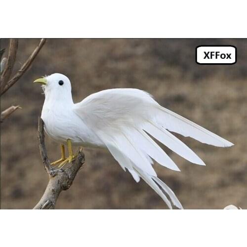 Cute simulation wings bird model foam&furs white bird doll gift about 25cm xf0514