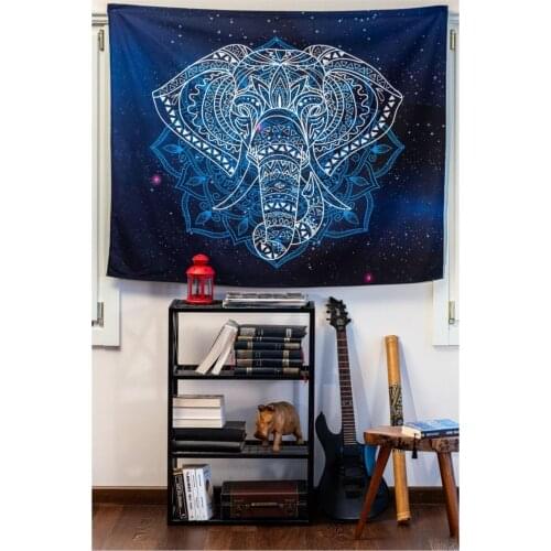 Elephant Theme Tapestry Wall Hanging Psychedelic Runes Art Tapestries for Living Room Decor Gossip Tapestries Hippie