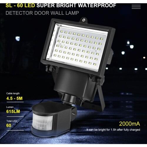SL - 60 Solar Lamp LED Super Bright Light Waterproof Solar Powered PIR Motion Detector Door Solar Lamp For Garden Decoration