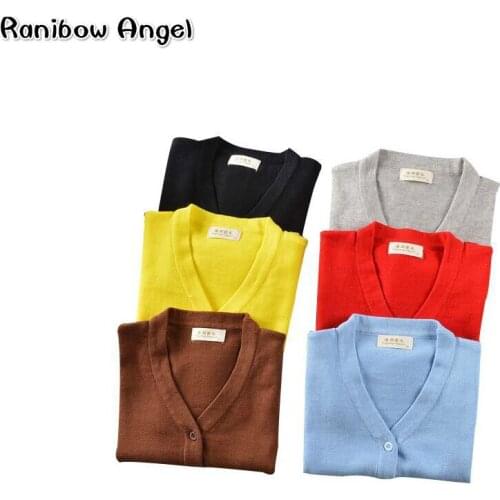 2019 Girls Candy Colors Sweaters Casual Cotton V-neck Cardigans Toddler Kids Sweater Cardigans Girls Knitwear Children Outerwear