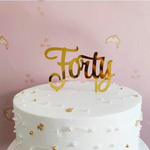 Forty Wedding Anniversary Acrylic Cake Toppers Golden Forty Birthday Cake Toppers Birthday Party Wedding Anniversary Cake Decor
