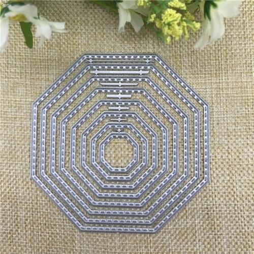 Octagon 8pcs stitched Metal Cutting die keychain shaker Heart Paper Key Chain Scrapbook Paper Craft Card Punch Art Knife Cutter