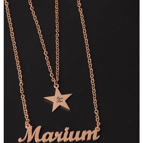 Custom Fashion Double Layer Name Necklace For Women ewelry Personalized Heart Names Pendant Necklaces gift for girls
