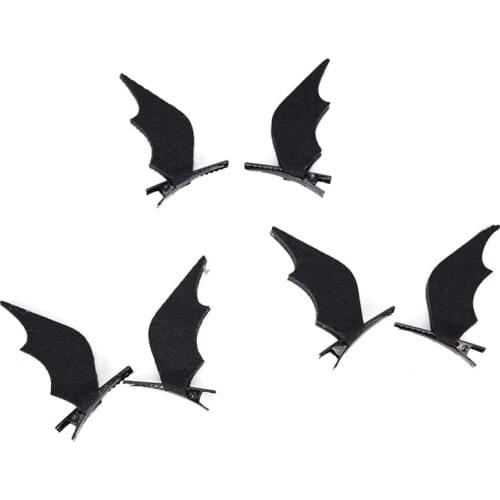 1pair Halloween Party Headwear Bat Wings Mini Hairpins Hair Clips Barrette Women Girls Novelty Horror Hair Accessories