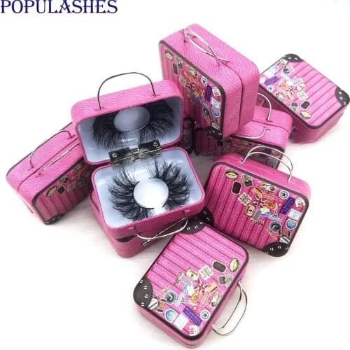 Mini Suitcase Lash Case and Tray Lashes Storage Box Luggage Style Mink Lashes Box Packaging Eye Lash Package Wholesale
