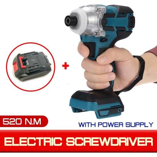 18V 520 N.m Cordless Electric Wrench Screwdriver Speed Impact Rechargable Brushless Drill Driver+ LED Light For Makita Battery