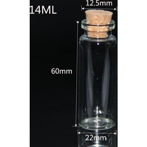 20pcs 22*60mm 14ml Glass Jars with Corks Bottle Jars Containers Sand Liquid Food Wedding Gift Tiny Vial Bottle for Wedding Decor