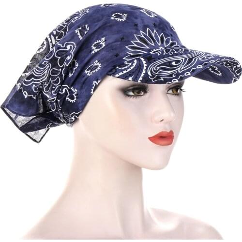 2021 Summer Outdoor Windproof and Sunscreen Turban Hat for Women Floral Print Headscarf Bonnet Female Head Wraps Turbante Mujer