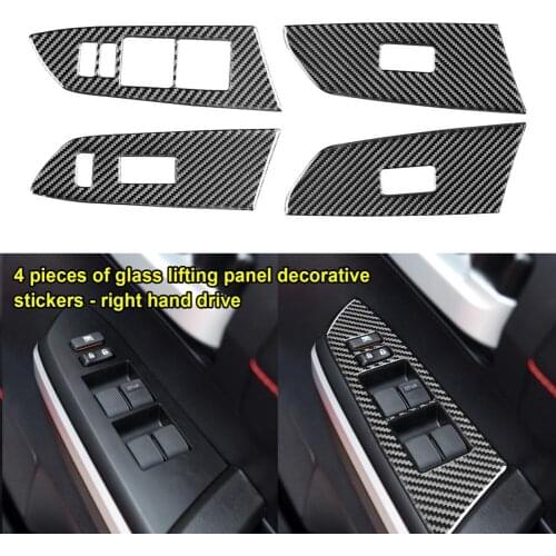 4Pcs Panel Trim Heat-resistant Carbon Fiber Car Window Lift Switch Panel Trim Sticker for Toyota Tundra 2014-2018 Right Drive
