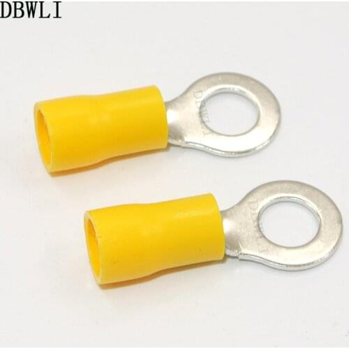 500Pcs 12-10AWG #8 Yellow Ring Insulated Cable Wire Connector cable Crimp Terminal Rv5.5-4S