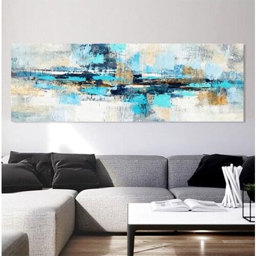 Abstract Oil Painting on Canvas Posters and Prints Wall Art Painting Blue Abstract Art Picture for Living Room Home Decor