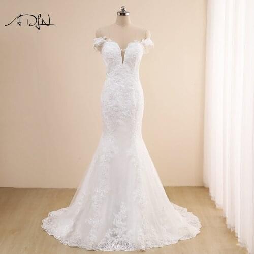 ADLN 2021 Lace Wedding Dresses Off the Shoulder Applique Mermaid Bridal Gown Robe De Mariage Plus Size Bride Dress