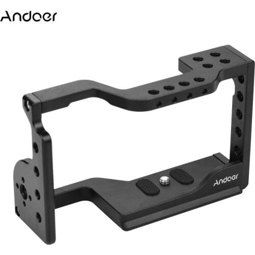 Andoer Camera Cage Kit Aluminum Alloy Camera Case with Holes Cold Shoe Mount for Sony A6600 ILDC Cameras Video Accessories