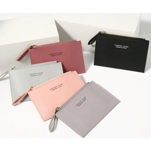 PU Zipper Cash ID Card Credit Card Holder Women Solid Mini Card Case Men Business Name Card Holder Holiday Gift