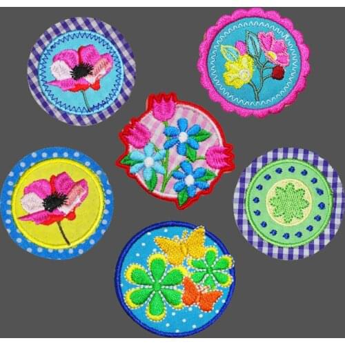 Colorful Flowers Embroidered Patch for Clothing Sew on Applique Patch Jeans Clothes Sticker Badge Iron on Floral Decor