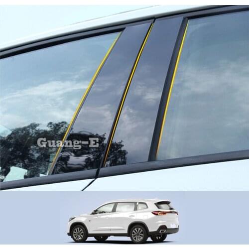 For Chery Tiggo 8 2017-2021 Car PC Material Pillar Post Cover Door Trim Window Piano Black Molding Sticker Plate